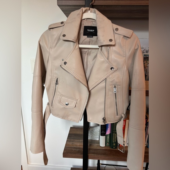 Cream Faux Leather Jacket - Picture 4 of 5